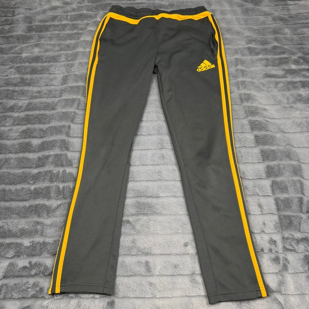 Adidas Kids Gray Yellow Climacool Soccer Training Pants Joggers Size Large L